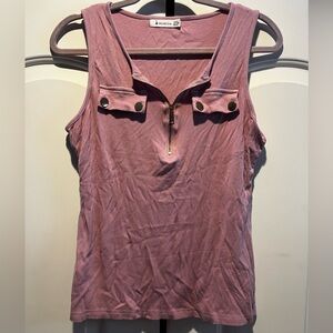 Pink Sleeveless Zip-Up Top